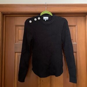Ganni Black Sweater with Embellishment
